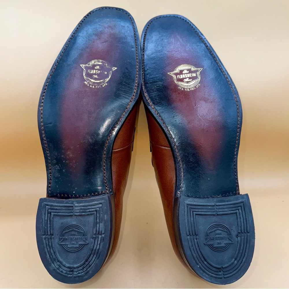 Florsheim Caramel Brown Leather Bicycle Toe Slip-on luxury loafers Men’s 10, VTG - Picture 6 of 13